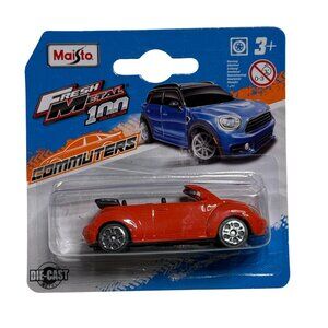 Maisto VW Beetle Convertible Orange Diecast 1:100 Fresh Metal